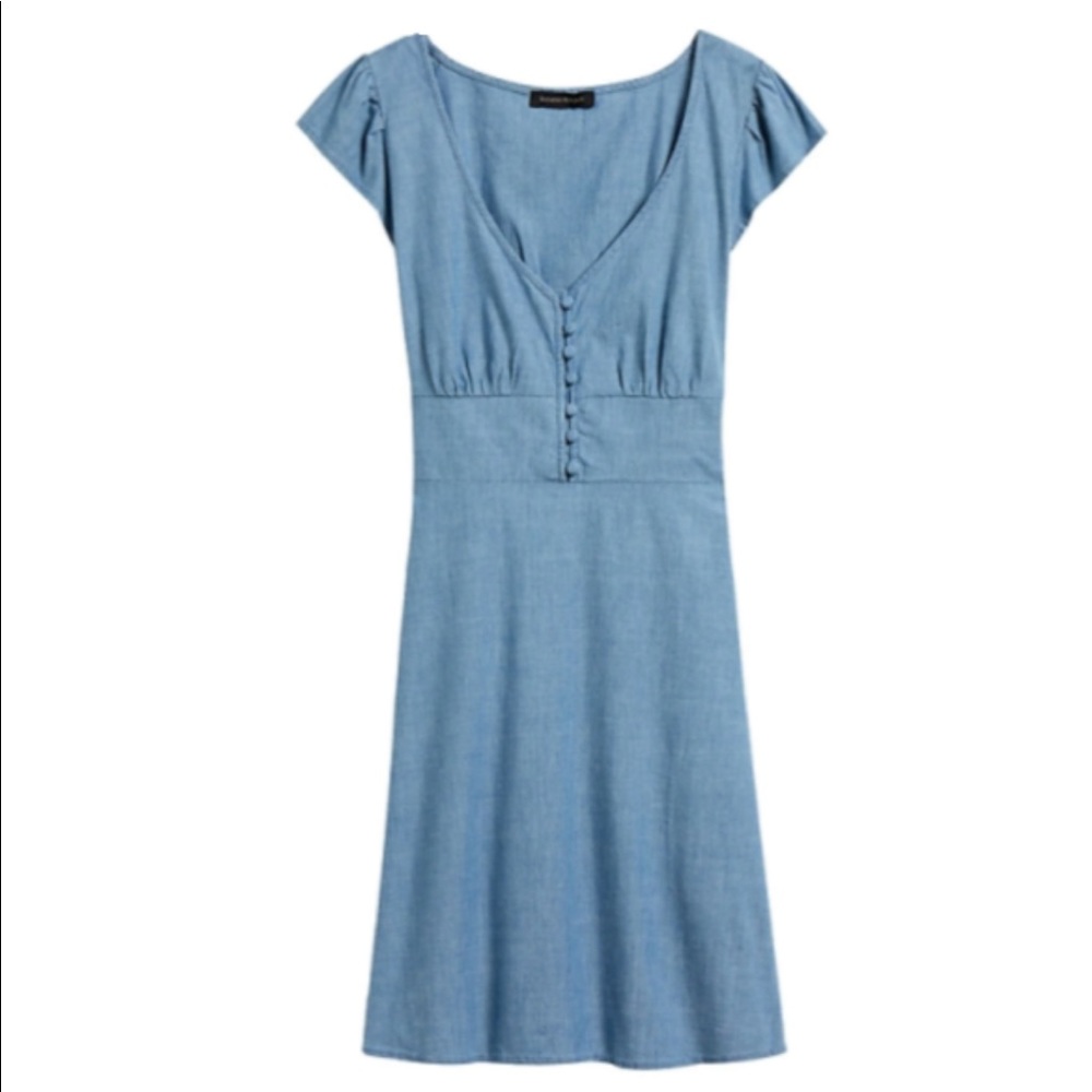 Petite Chambray button-front mini dress